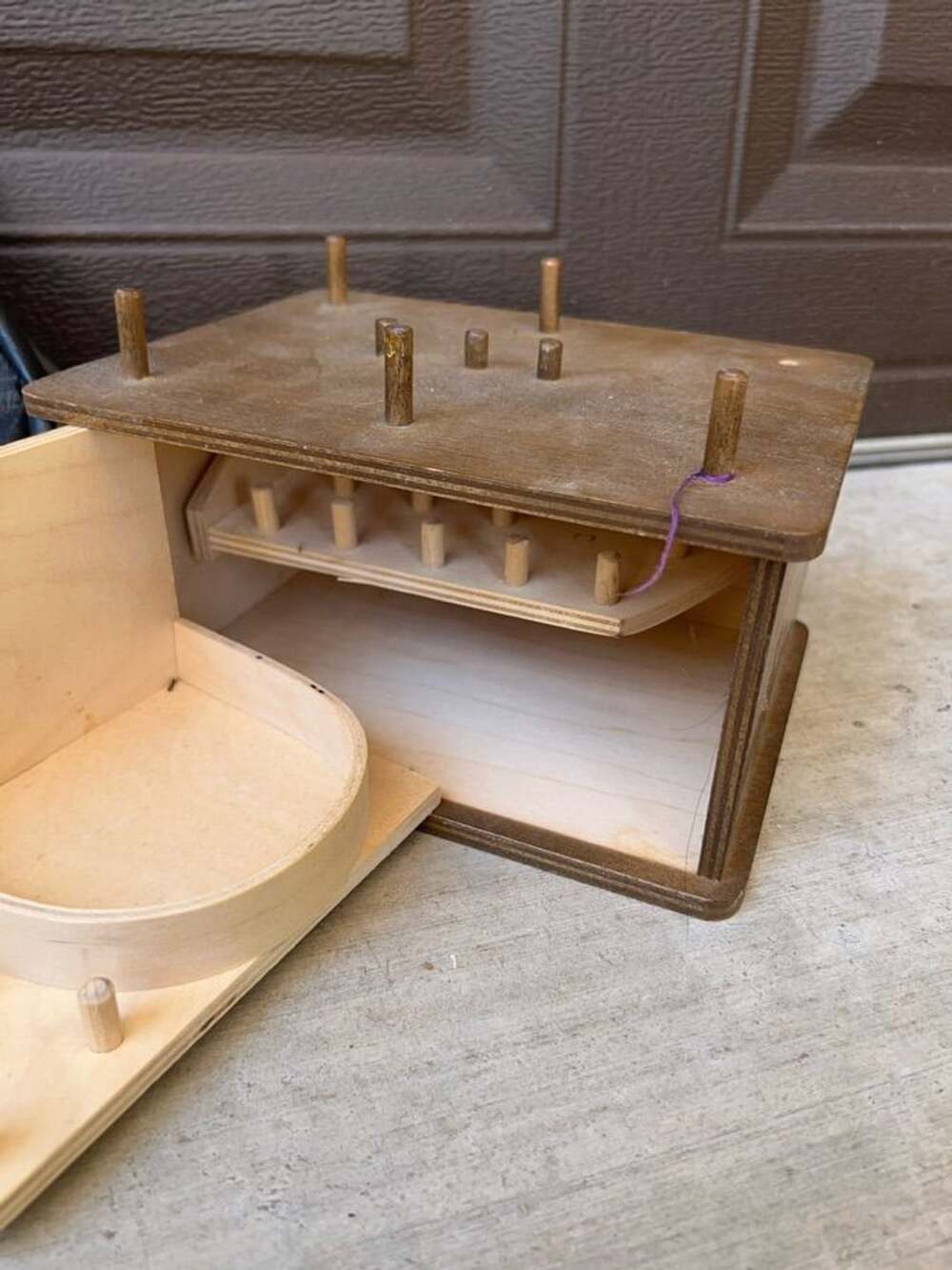 Vintage Wooden Spool Case Sewing Caddy Drawer